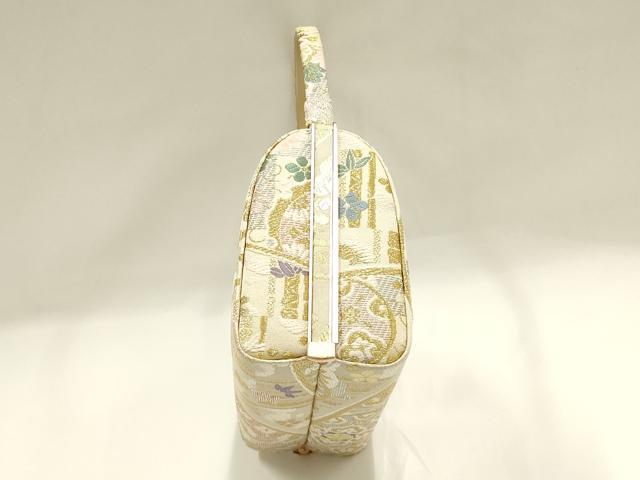 平和屋着物●和装小物　和装バッグ　ハンドバッグ　正倉院花文　金糸　帯地使用　逸品　AABH6741ay 平和屋着物○和装小物 和装バッグ ハンドバッグ 正倉院花文 金糸 帯地