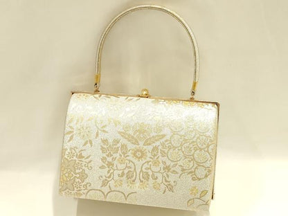 平和屋着物●和装小物　和装バッグ　ハンドバッグ　草花文　金銀糸　帯地使用　逸品　AABH6745ay