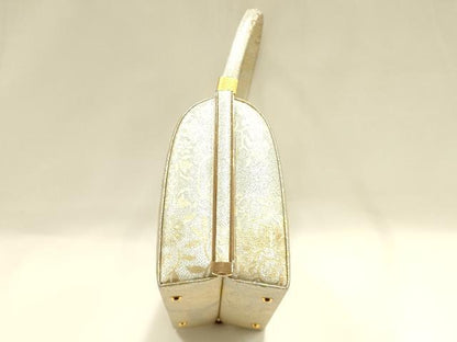 平和屋着物●和装小物　和装バッグ　ハンドバッグ　草花文　金銀糸　帯地使用　逸品　AABH6745ay