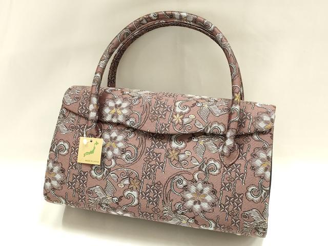 平和屋着物●和装小物　和装バッグ　ハンドバッグ　花間道　更紗　金糸　マグネット式　逸品　未使用　AABH6750ay
