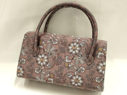 平和屋着物●和装小物　和装バッグ　ハンドバッグ　花間道　更紗　金糸　マグネット式　逸品　未使用　AABH6750ay