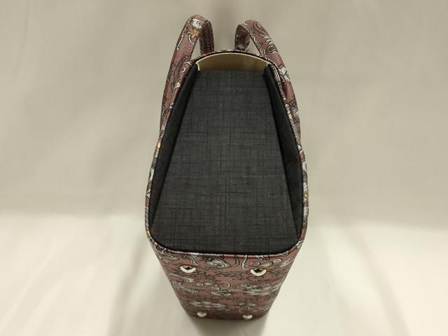 平和屋着物●和装小物　和装バッグ　ハンドバッグ　花間道　更紗　金糸　マグネット式　逸品　未使用　AABH6750ay