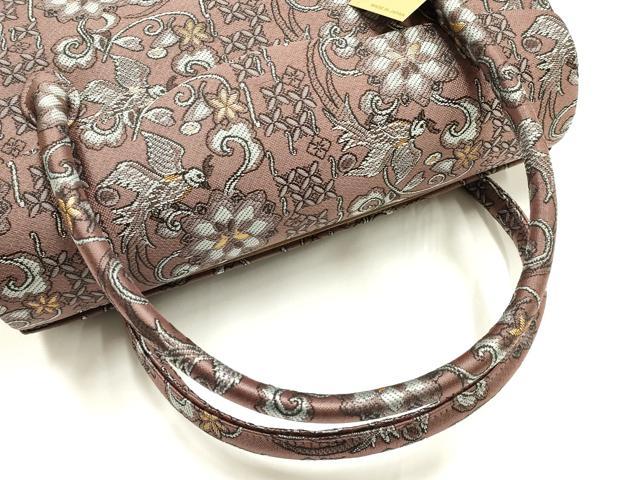 平和屋着物●和装小物　和装バッグ　ハンドバッグ　花間道　更紗　金糸　マグネット式　逸品　未使用　AABH6750ay
