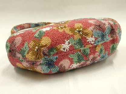 平和屋着物●和装小物　和装バッグ　ハンドバッグ　ビーズバッグ　花柄　逸品　AABH6757ay