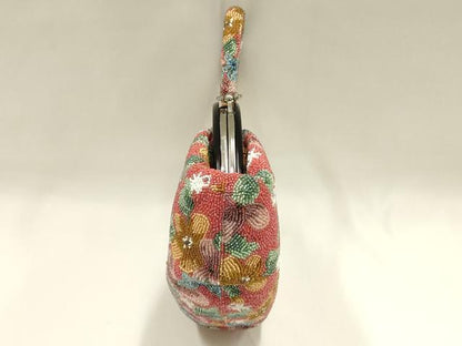 平和屋着物●和装小物　和装バッグ　ハンドバッグ　ビーズバッグ　花柄　逸品　AABH6757ay