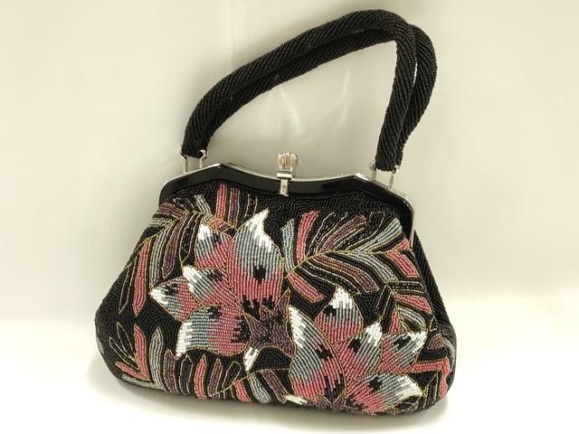 平和屋着物●和装小物　和装バッグ　ハンドバッグ　ビーズバッグ　更紗花文　逸品　AABH6759ay
