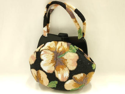 平和屋着物●和装小物　和装バッグ　ハンドバッグ　ビーズバッグ　花柄　逸品　AABH6760ay