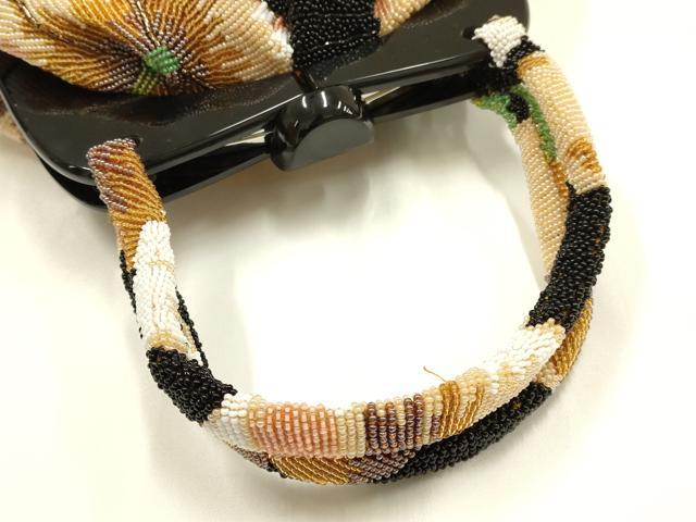 平和屋着物●和装小物　和装バッグ　ハンドバッグ　ビーズバッグ　花柄　逸品　AABH6760ay