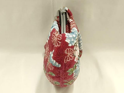 平和屋着物●和装小物　和装バッグ　ハンドバッグ　ビーズバッグ　花柄　菊　逸品　AABH6761ay