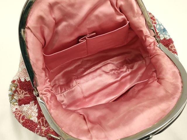 平和屋着物●和装小物　和装バッグ　ハンドバッグ　ビーズバッグ　花柄　菊　逸品　AABH6761ay