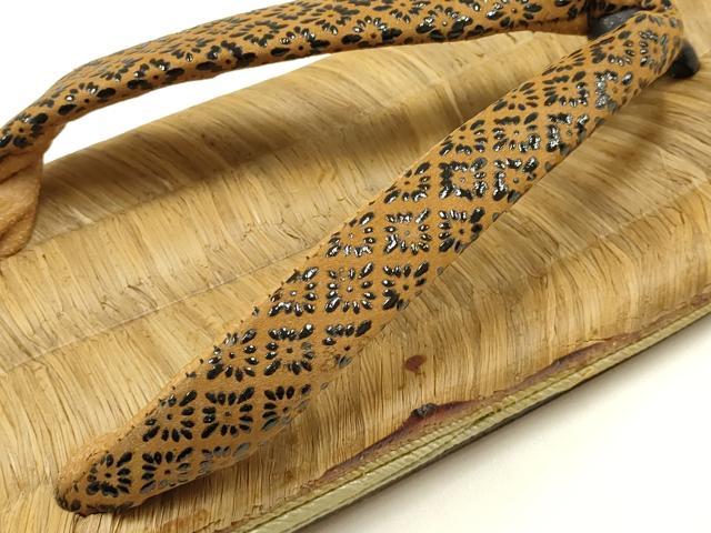 平和屋着物●男性　和装小物　雪駄　畳表　本革製品　牛皮底　逸品　未使用　AABH6764ay 平和屋着物○男性 和装小物 雪駄 畳表 本革製品 牛皮底 逸品 未使用