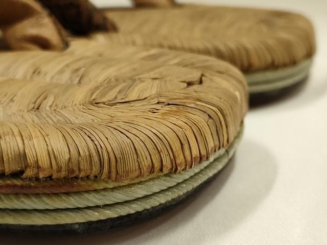 平和屋着物○男性 和装小物 雪駄 畳表 本革製品 牛皮底 逸品 未使用