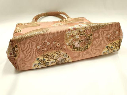 平和屋着物▼和装小物 和装バッグ ハンドバッグ トートバッグ 花丸文 金糸 逸品 AABH6772ay