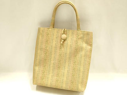 平和屋着物▼和装小物 和装バッグ ハンドバッグ トートバッグ 笹蔓 金糸 逸品 AABH6773ay