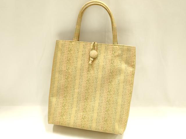 平和屋着物▼和装小物 和装バッグ ハンドバッグ トートバッグ 笹蔓 金糸 逸品 AABH6773ay