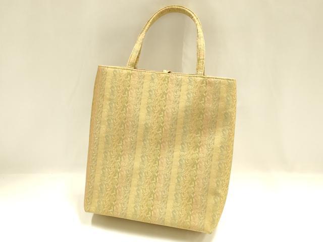 平和屋着物▼和装小物 和装バッグ ハンドバッグ トートバッグ 笹蔓 金糸 逸品 AABH6773ay