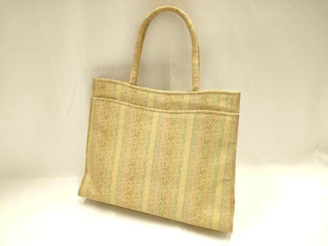 平和屋着物▼和装小物　和装バッグ　ハンドバッグ　トートバッグ　笹蔓　金糸　逸品　AABH6774ay