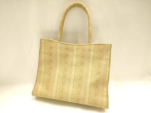 平和屋着物▼和装小物　和装バッグ　ハンドバッグ　トートバッグ　笹蔓　金糸　逸品　AABH6774ay