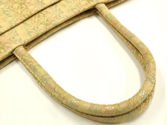 平和屋着物▼和装小物　和装バッグ　ハンドバッグ　トートバッグ　笹蔓　金糸　逸品　AABH6774ay