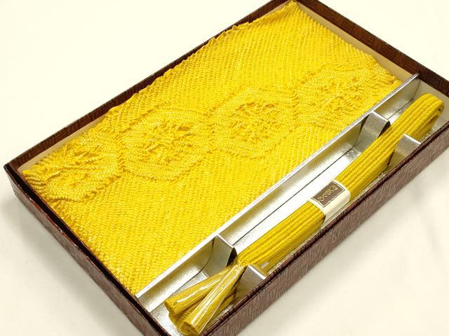 平和屋着物●和装小物　帯締め・帯揚げセット　平組　柄絞り　花亀甲繋ぎ　逸品　未使用　AABH6787ay