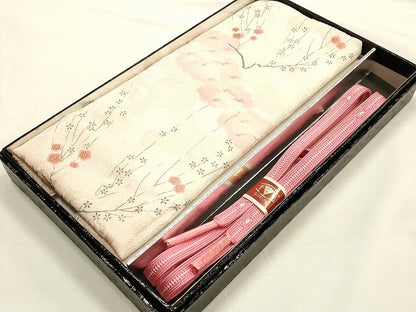 平和屋着物●和装小物　帯締め・帯揚げセット　千晃　平組　枝花文　金彩　逸品　未使用　AABH6789ay