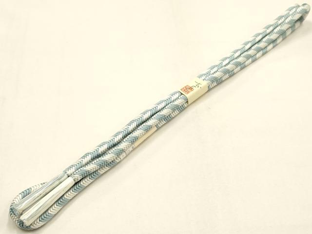 平和屋着物●和装小物　帯締め・帯揚げセット　翠嵐工房　奈良組　花唐草文　縫取ちりめん　正絹　逸品　未使用　AABH6794ay