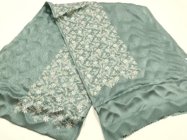 平和屋着物●和装小物　帯締め・帯揚げセット　翠嵐工房　奈良組　花唐草文　縫取ちりめん　正絹　逸品　未使用　AABH6794ay