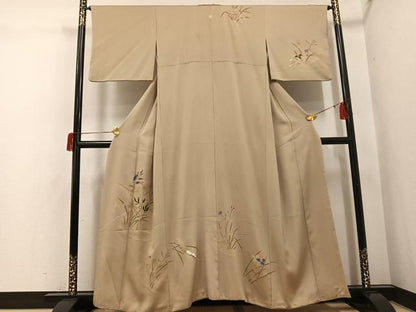 平和屋着物●訪問着　手描き　草花文　金彩　正絹　逸品　AABH6801ph