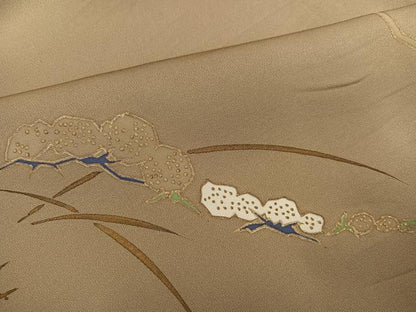 平和屋着物●訪問着　手描き　草花文　金彩　正絹　逸品　AABH6801ph