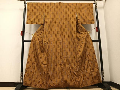 平和屋着物●上質な紬　井桁絣　正絹　逸品　AABH6802ph