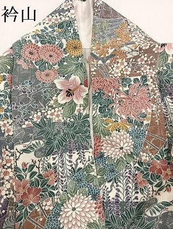 平和屋着物●上質な小紋　友禅　花鳥文　鬼しぼ縮緬　正絹　逸品　AABH6803ph