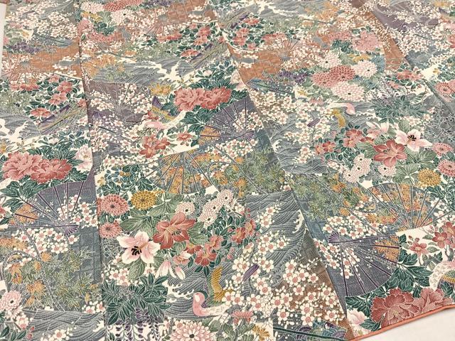 平和屋着物●上質な小紋　友禅　花鳥文　鬼しぼ縮緬　正絹　逸品　AABH6803ph 平和屋着物○上質な小紋 友禅 花鳥文 鬼しぼ縮緬 正絹 逸品 AABH6803ph