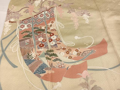 平和屋着物●訪問着　友禅　几帳花文　正絹　逸品　未使用　AABH6804ph