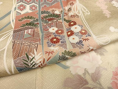 平和屋着物●訪問着　友禅　几帳花文　正絹　逸品　未使用　AABH6804ph