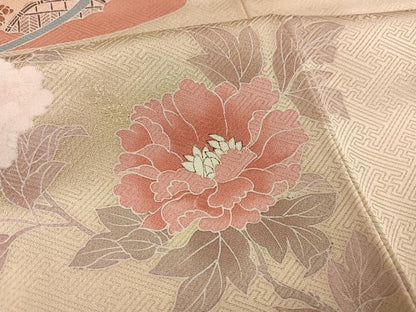 平和屋着物●訪問着　友禅　几帳花文　正絹　逸品　未使用　AABH6804ph