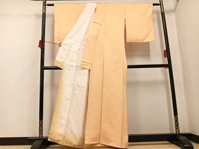 平和屋着物●上質な色無地　青海波地紋　蜂蜜色　正絹　逸品　未使用　AABH6806ph 平和屋着物○上質な色無地 青海波地紋 蜂蜜色 正絹 逸品 未