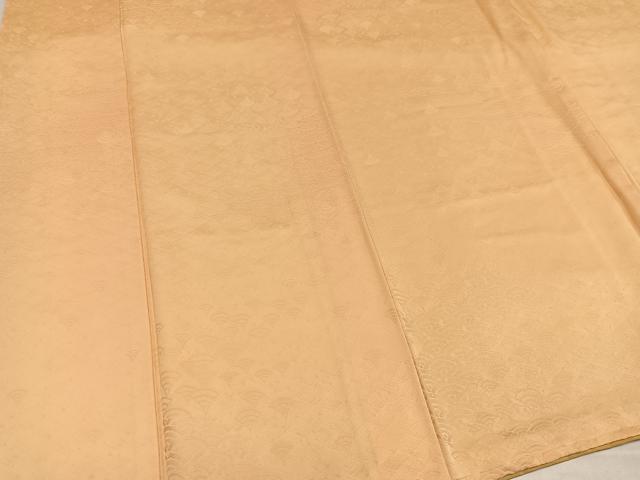 平和屋着物○上質な色無地 青海波地紋 蜂蜜色 正絹 逸品 未