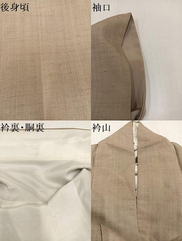 平和屋着物●結城紬　色無地　枯色　正絹　逸品　AABH6807ph