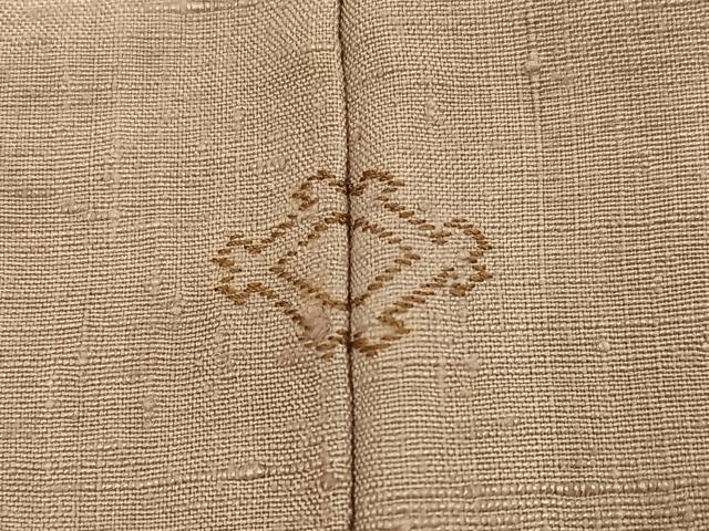 平和屋着物●結城紬　色無地　枯色　正絹　逸品　AABH6807ph