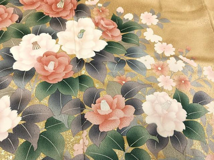 平和屋着物●訪問着　草花文　金彩　正絹　逸品　未使用　AABH6808ph