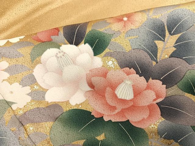 平和屋着物●訪問着　草花文　金彩　正絹　逸品　未使用　AABH6808ph