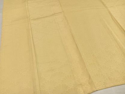 平和屋着物●上質な色無地　花青海波地紋　蜂蜜色　正絹　逸品　未使用　AABH6809ph