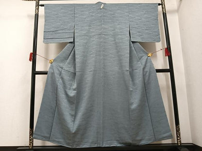 平和屋着物●上質な色無地　草花地紋　素鼠色　正絹　逸品　未使用　AABH6811ph