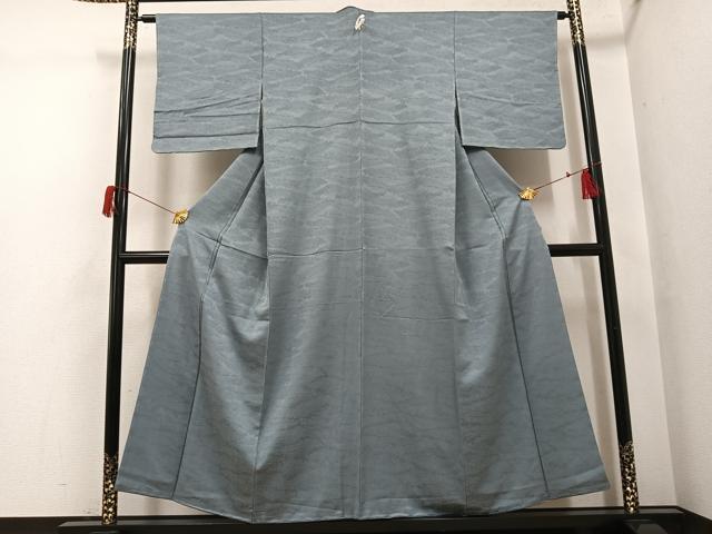 平和屋着物●上質な色無地　草花地紋　素鼠色　正絹　逸品　未使用　AABH6811ph