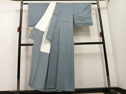 平和屋着物●上質な色無地　草花地紋　素鼠色　正絹　逸品　未使用　AABH6811ph