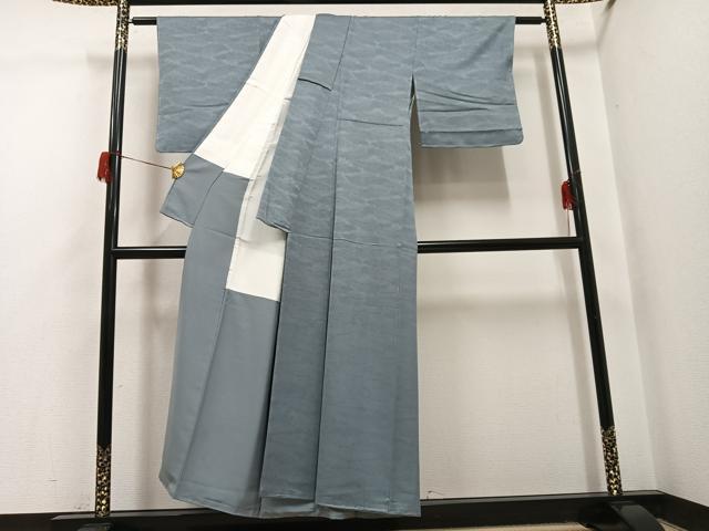 平和屋着物●上質な色無地　草花地紋　素鼠色　正絹　逸品　未使用　AABH6811ph
