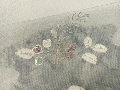 平和屋着物●訪問着　中国三大刺繍　汕頭刺繍　スワトウ刺繍　駒刺繍　絞り　草花文　銀糸　正絹　逸品　AABH6813ph