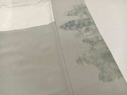 平和屋着物●訪問着　中国三大刺繍　汕頭刺繍　スワトウ刺繍　駒刺繍　絞り　草花文　銀糸　正絹　逸品　AABH6813ph