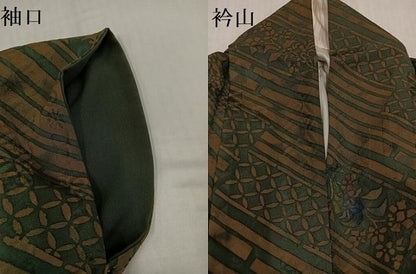 平和屋着物●上質な小紋　ろうけつ染め　草花文　正絹　逸品　AABH6814ph