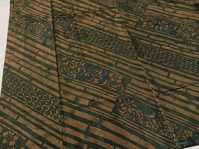 平和屋着物○上質な小紋 ろうけつ染め 草花文 正絹 逸品 AABH6814ph